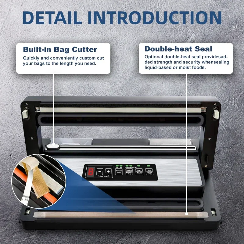 2026 Wallepac Dry Moist Food Food Sealer (80Kpa) Vacuum Sealers Bags Full Automatic Vacuum Sealer Machine With Led Indicator Lig