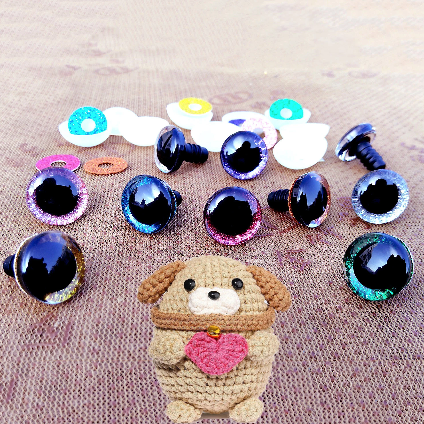 10Pcs DIY 9-35MM Bear Sparkling Eye Animal Resin Eye Accessories Screw Combination Plastic Crafts Safety Plush Toy Accessories