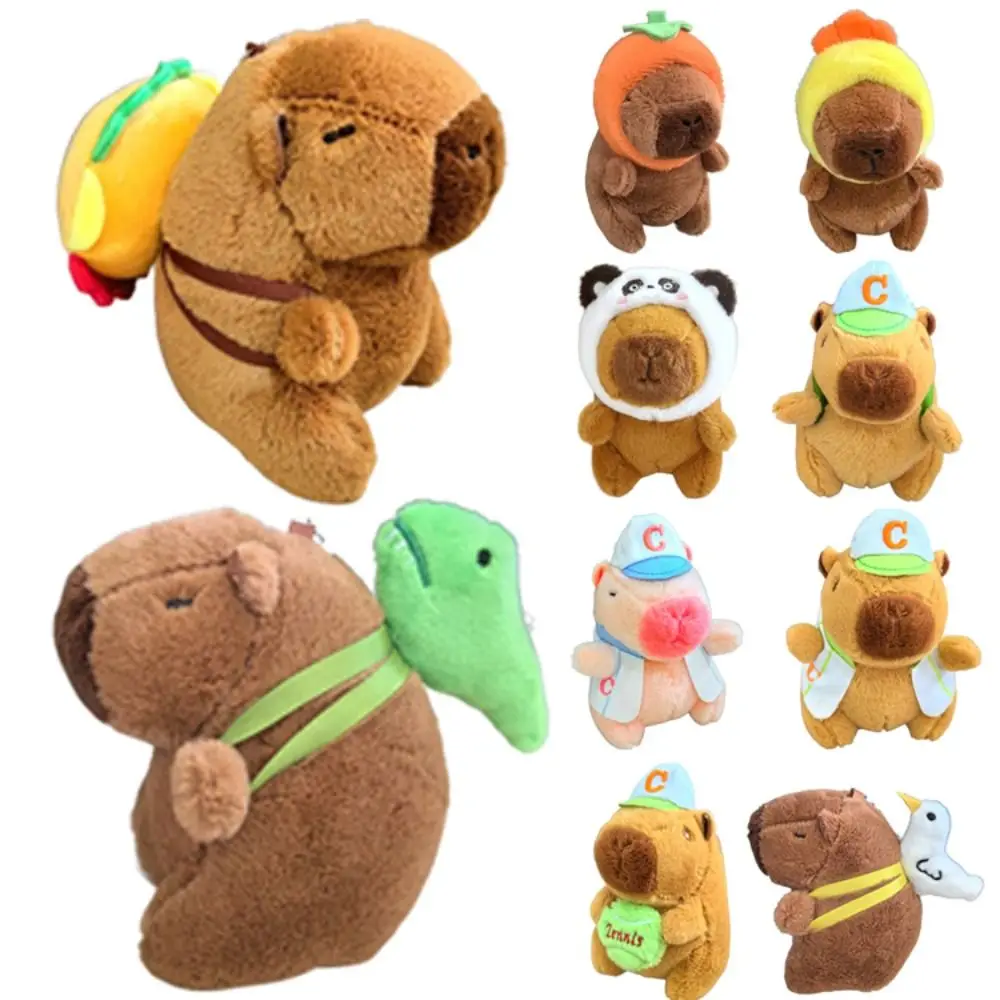 Pink Plush Capybara Doll Toy Stuffed Animals Keychain Pendant Car Ornament Bag Decoration Cartoon Capybara Doll Birthday Gift