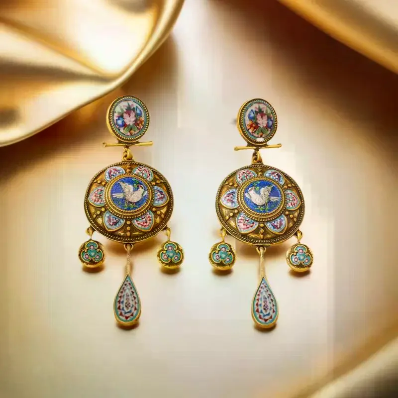 Retro Court-Style Rattle Earrings Medieval Ethnic Vintage Travel Peace Dove Design Fashion Jewelry Accessory view 4