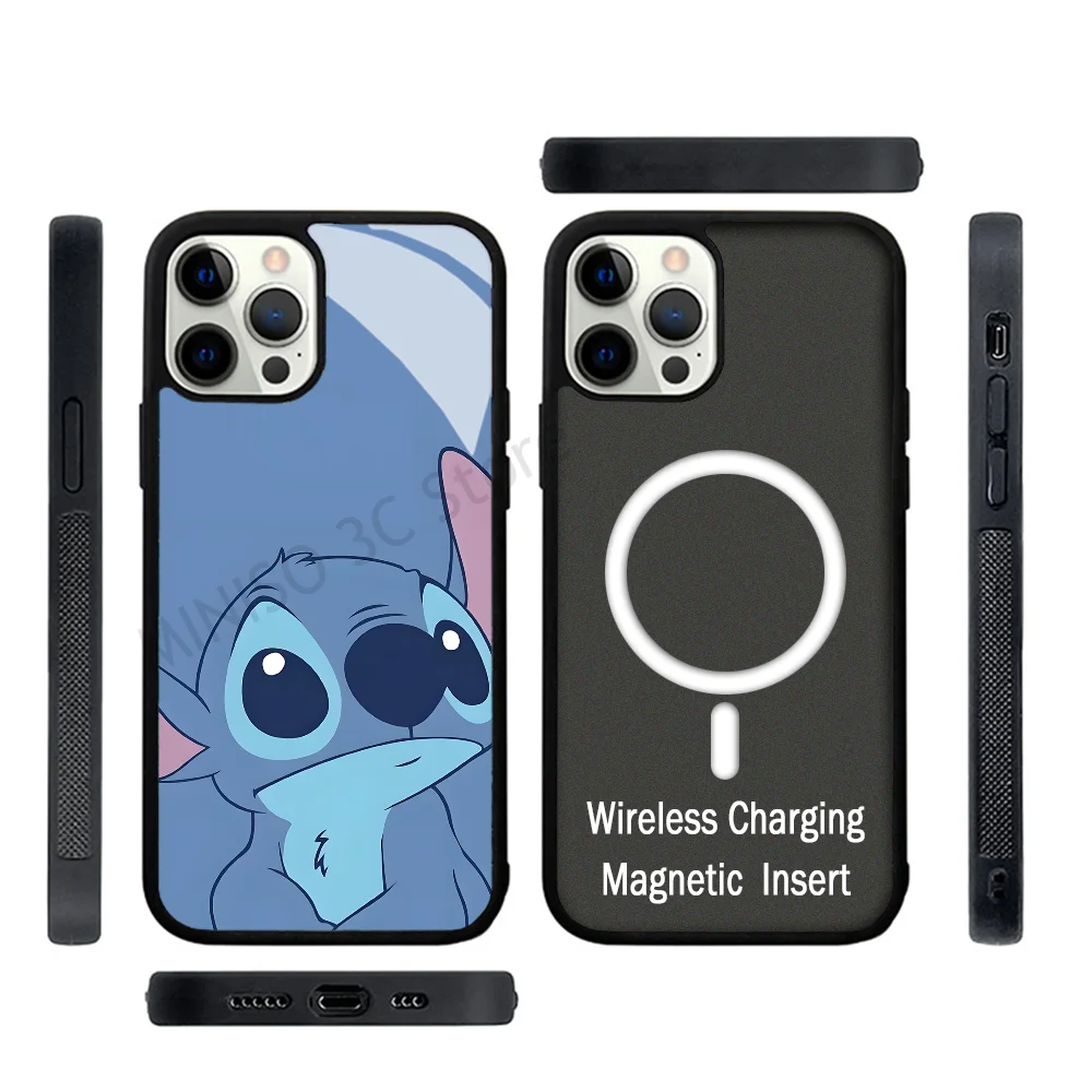 Cartoon Blue Phone Case Strong Magnetic For IPhone 15 14 13 Pro Max 11 12 Mini S-Stitchs For Magsafe