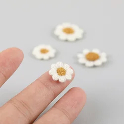 30pc Rice White Daisy Small Flower Embroidered Fabric With Stickers Children's Hair Earrings Materials Clothing Accessories