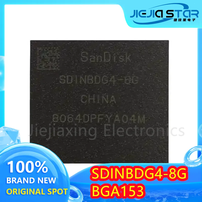 BGA153 Eletrônica Brand New e Original, Frete Grátis, SDINBDG4-8G, 16G, 32G, 64G, EMMC 5.1, BGA153, 5 Pcs