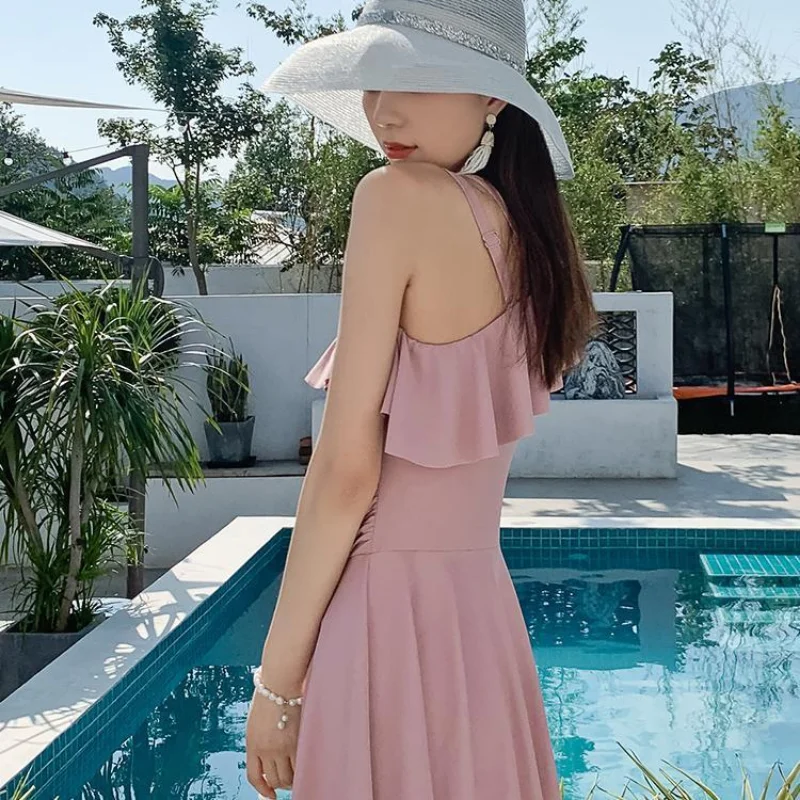 Cover-ups Women Ruffles Sweet Off Shoulder Sexy Beach Style Slim Holiday 7 Colors Korean Fashion Casual Swimwear Bath Tender Ins