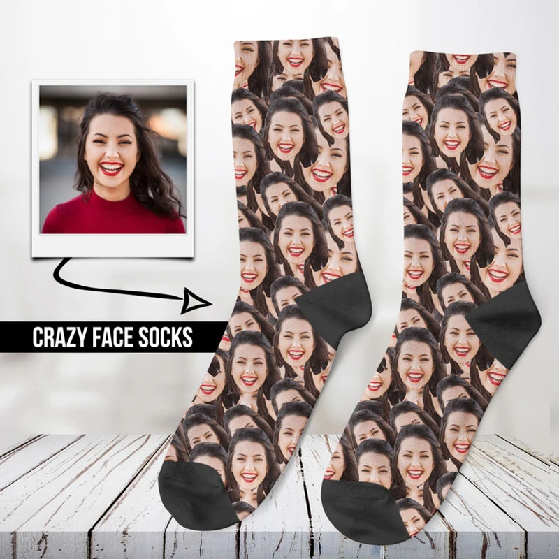 Chaussettes personnalisées avec visage et Photo d\'animaux de compagnie, cadeau pour femme et mari