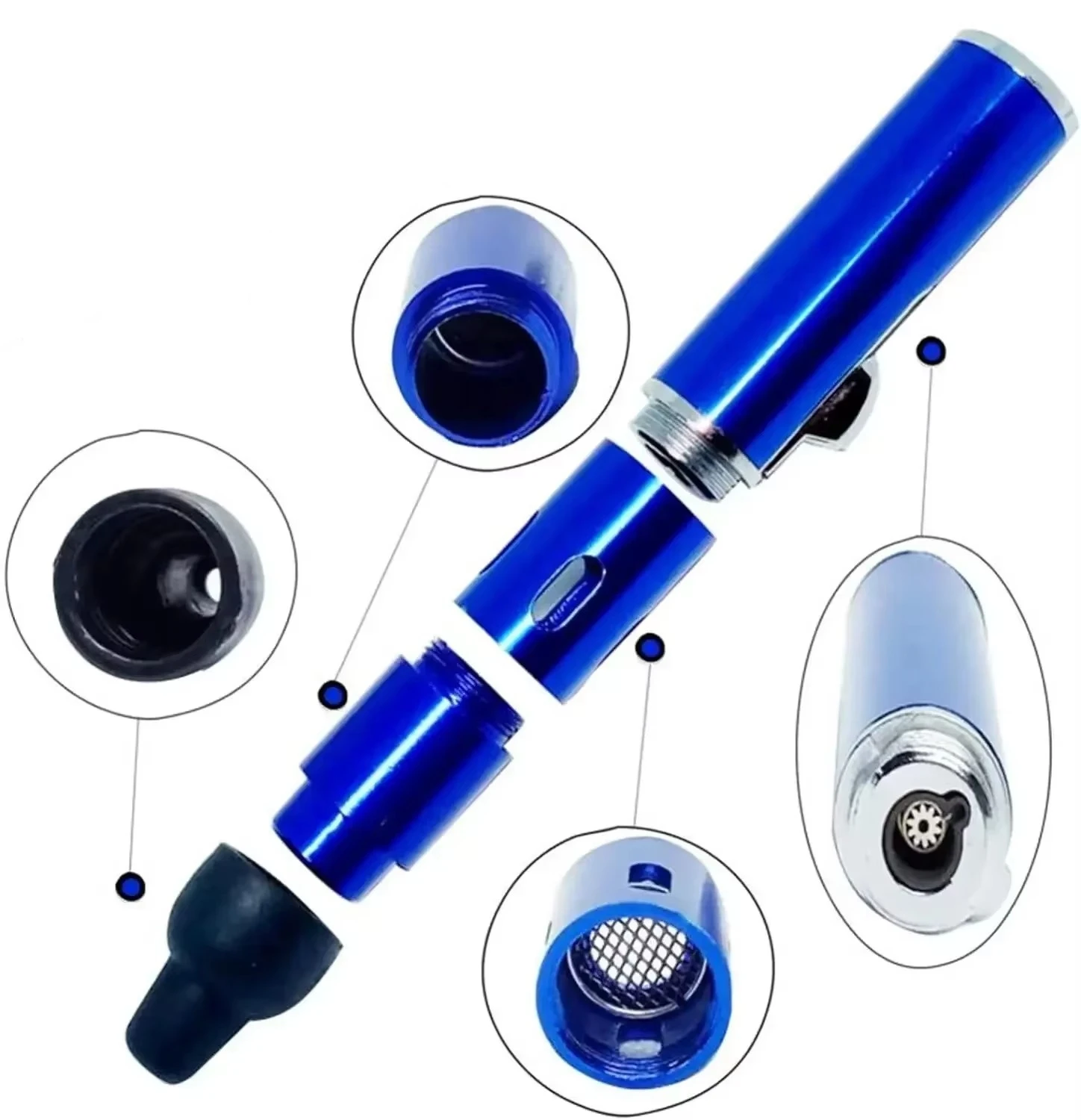

Hot Selling Aromatherapy Lighter Portable Mini Metal Pipe With Volcanic Stone Multi Functional Pipe Lighter Smoking Accessories