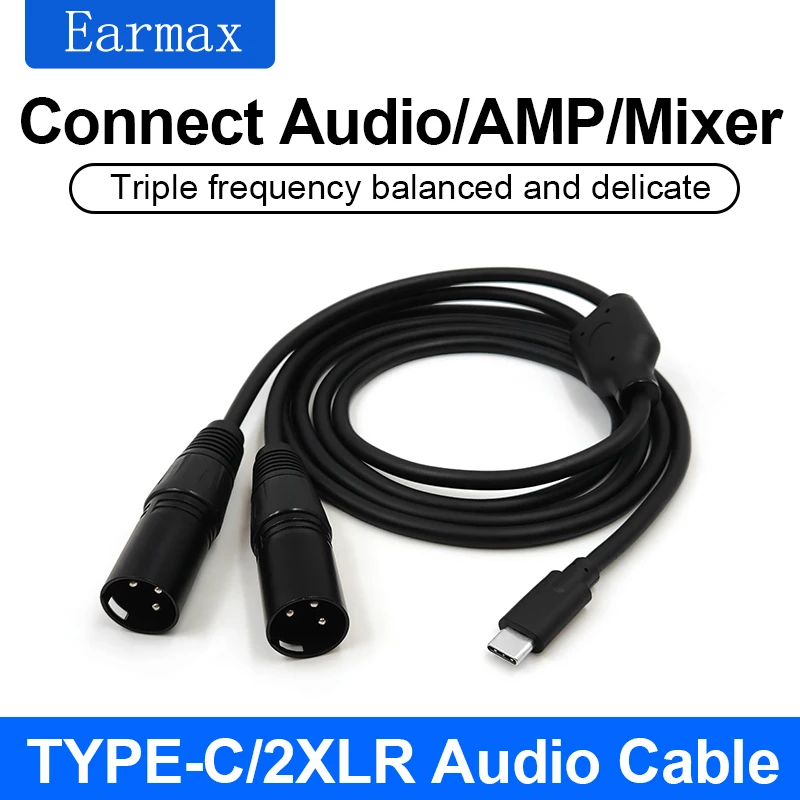 USB-C to Dual XLR 3Pin TYPE-C Audio Cable is For Speakers Mixing Consoles Amplifiers Laptops IPads and iPhone 15