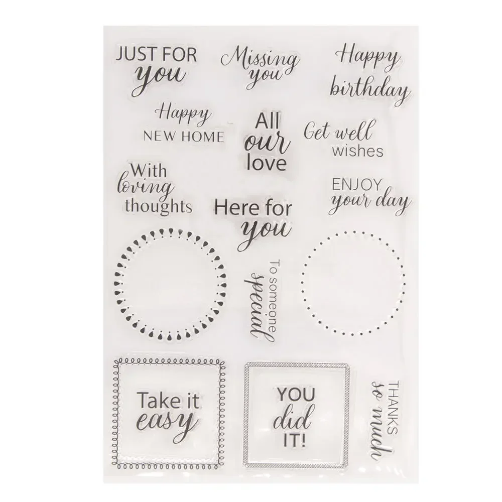 1pcs Just for You Get Well Wishes Happy Birthday with Sympathy Clear Stamps for Card Making Decoration and DIY Scrapbooking