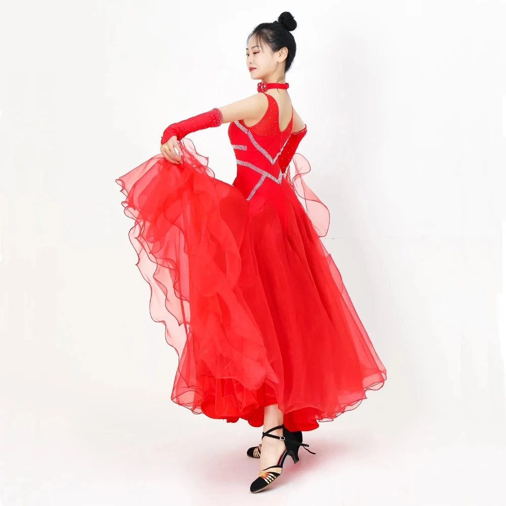 2025 Ballroom Dans Jurk Vrouwen Modern Kostuum Meisjes Match Wals Outfit Volwassen Luxe Avondpak Kinderkleding Volume Contes