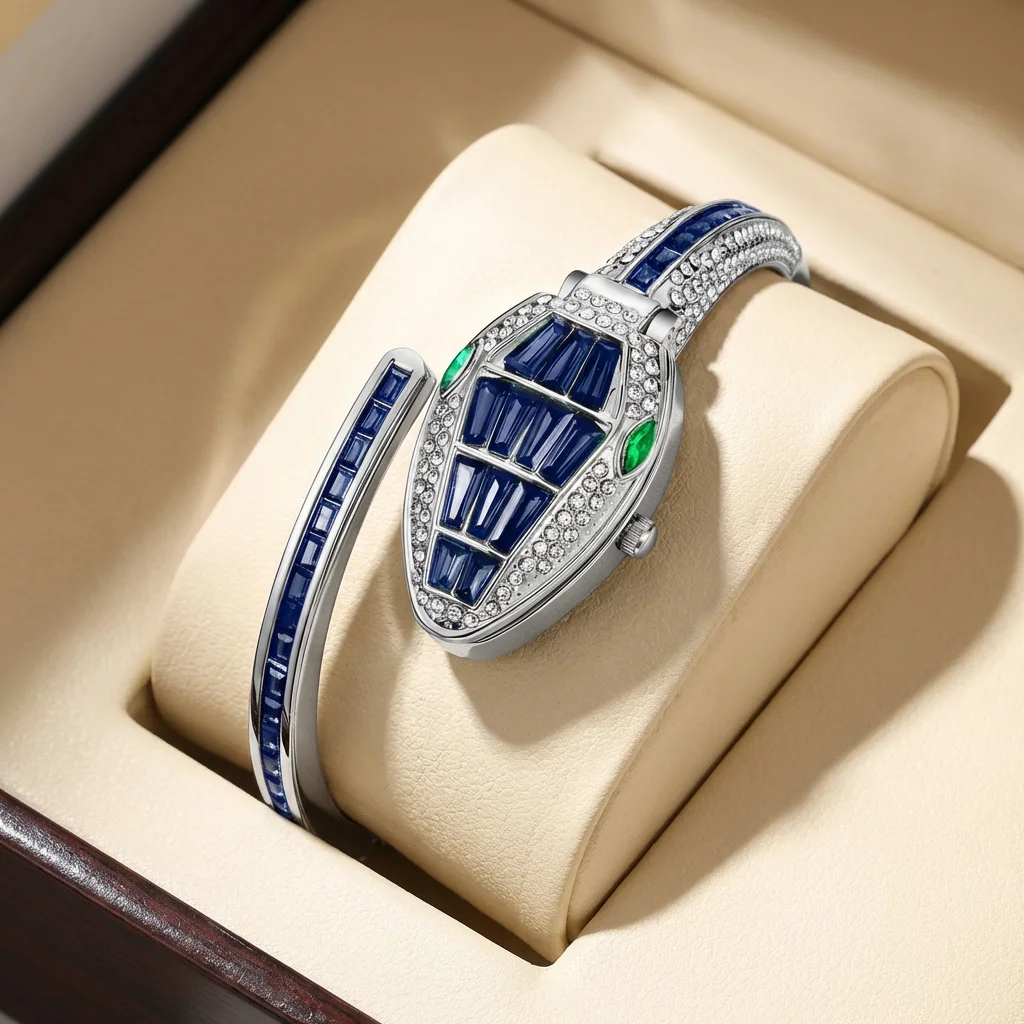 

1pcs Women's blue dial alloy strap vintage fashion sparkling bracelet jewelry details Quartz Watch for business party holiday