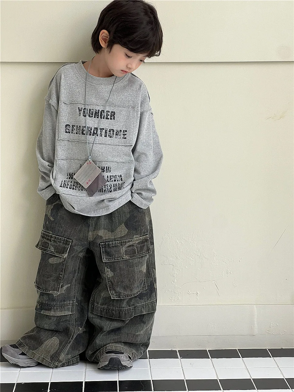 Pantalons de travail camouflage pour garçons, édition coréenne, Style occidental, pantalons décontractés tendance pour enfants de la taille moyenne à grande taille, automne 2025