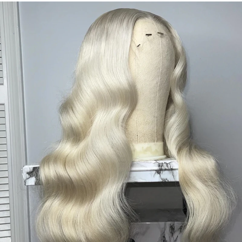 

613# Soft Glueless Blonde Glueless 26 Inch Long 180% Density Body Wave Lace Front Wig For Black Women Babyhair Preplucked Daily