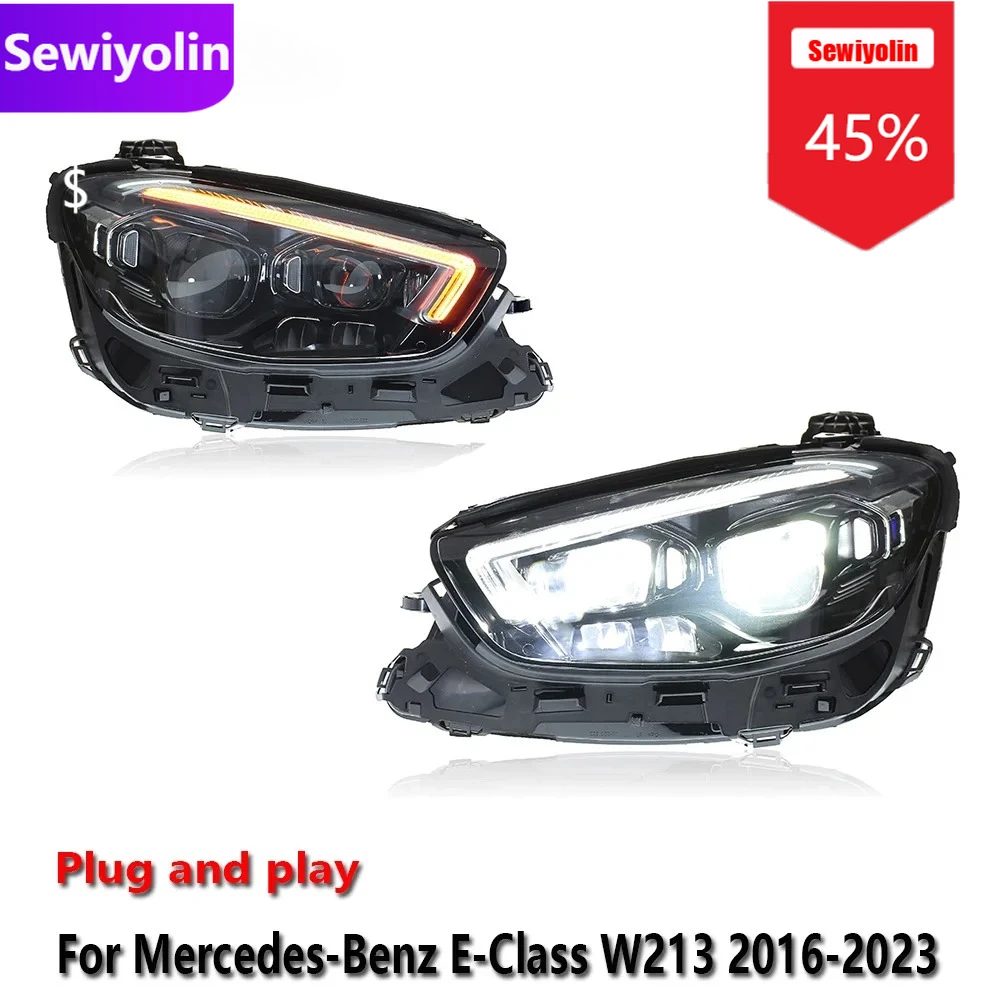 

Sewiyolin Car DRL LED Headlight Assemblies For Benz E-Class W213 2016-2023 Fog DRL Brake Turn Signal Lamp Plug And Play