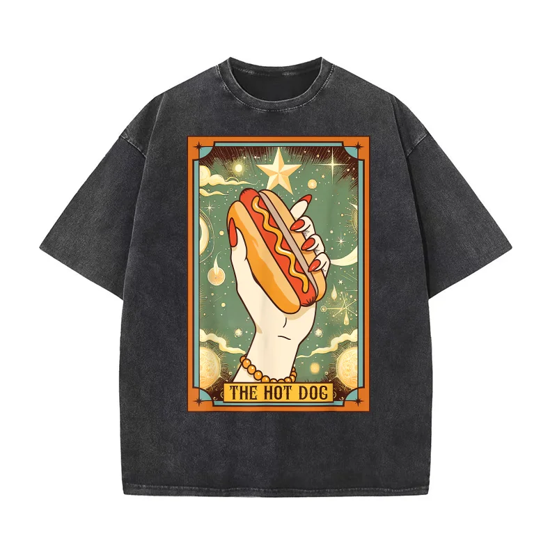 

Hot Dog Bun Lover Foodie Food Lover The Hot Dog Tarot Card T-shirt Men's Tee Shirts Short Sleeve Male Clothes Fashion