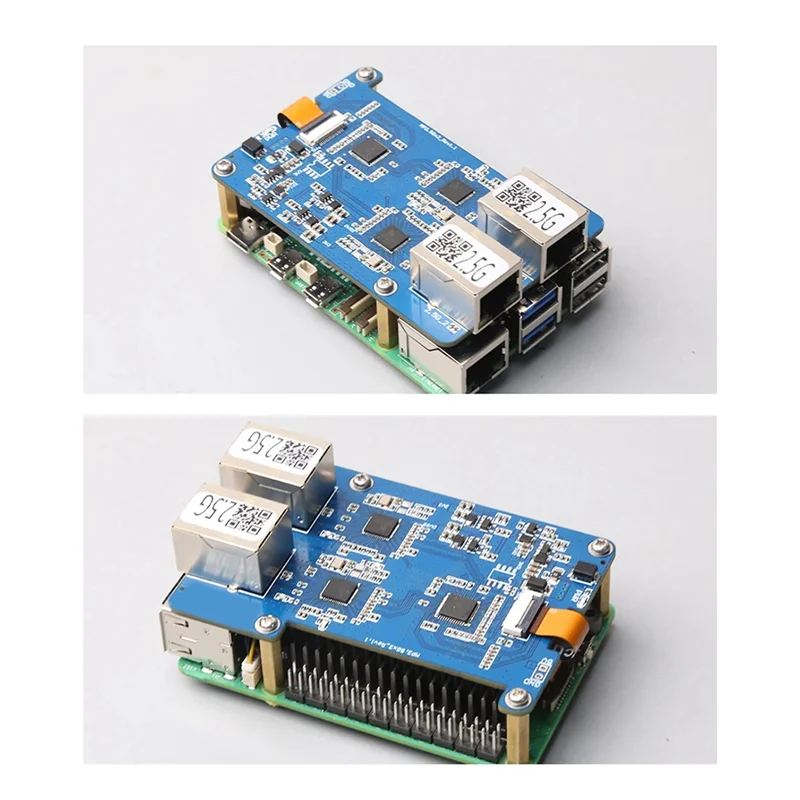 

Практичная плата расширения MP2.5GD для Rasbperry Pi 5 PCIE на двойной 2,5G Ethernet HAT RTL8125, синяя плата расширения, поддержка печатной платы для Rpi OS и Ubun