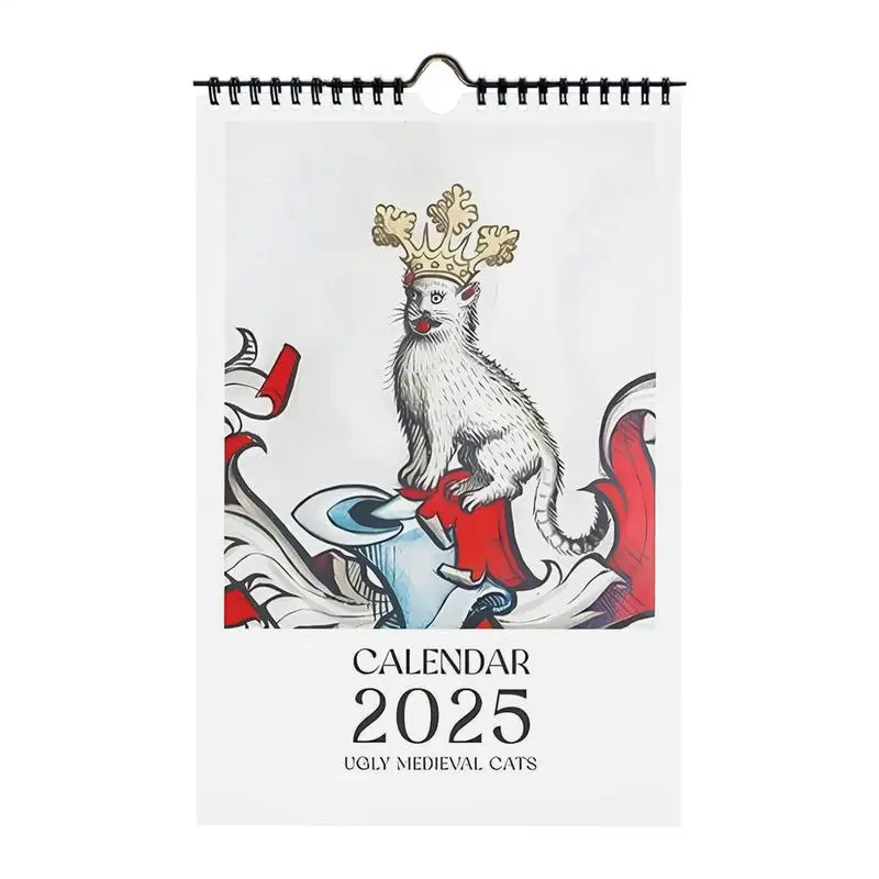 Medieval Cats Calendar 2025 11x8 Inch Funny Cat Calendar Funny Cats Wall Calendar 2025 Monthly Calendar Planner For Teens Adults