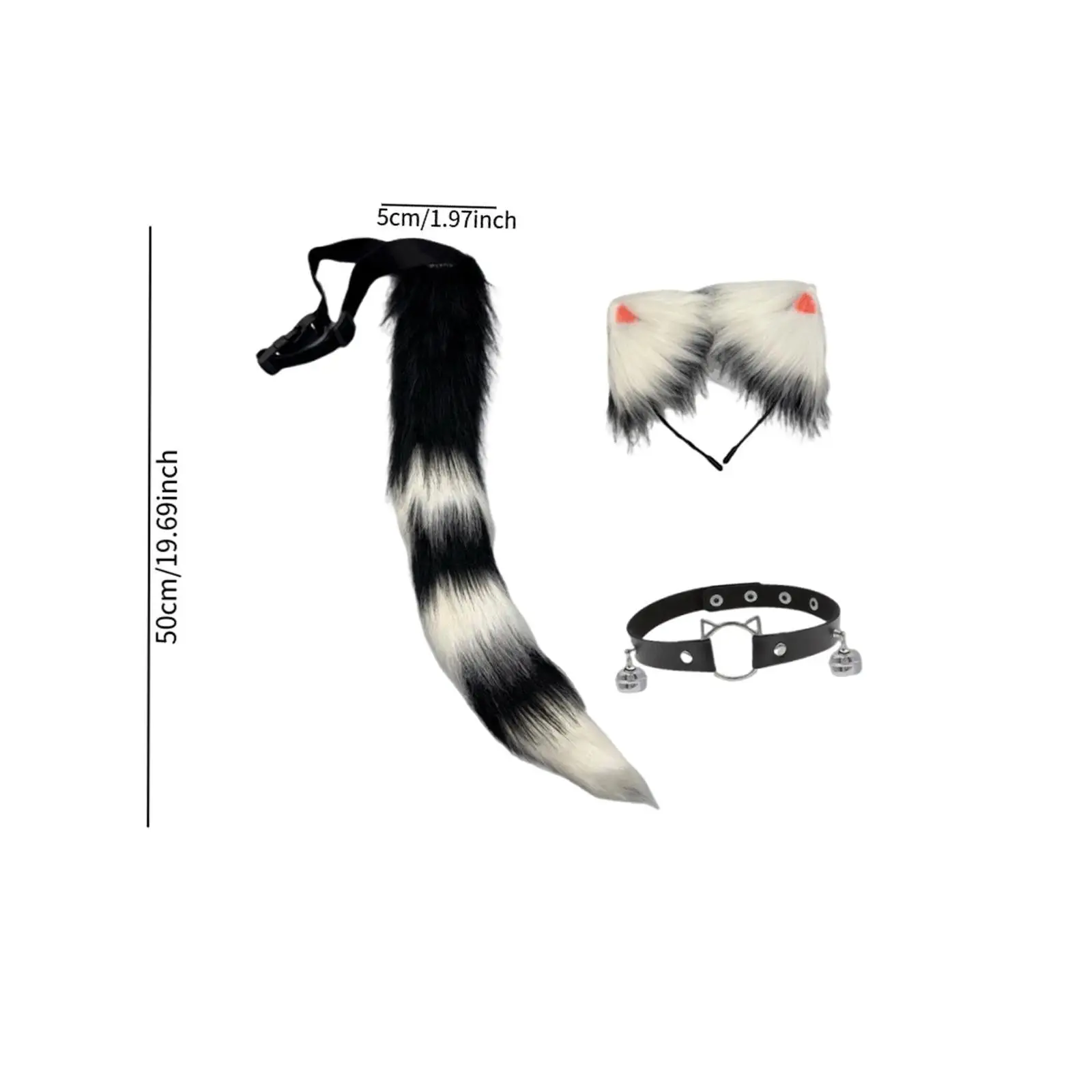 猫のキツネの耳と尻尾のセット ロールプレイ用写真小道具 仮面舞踏会 誕生日用
