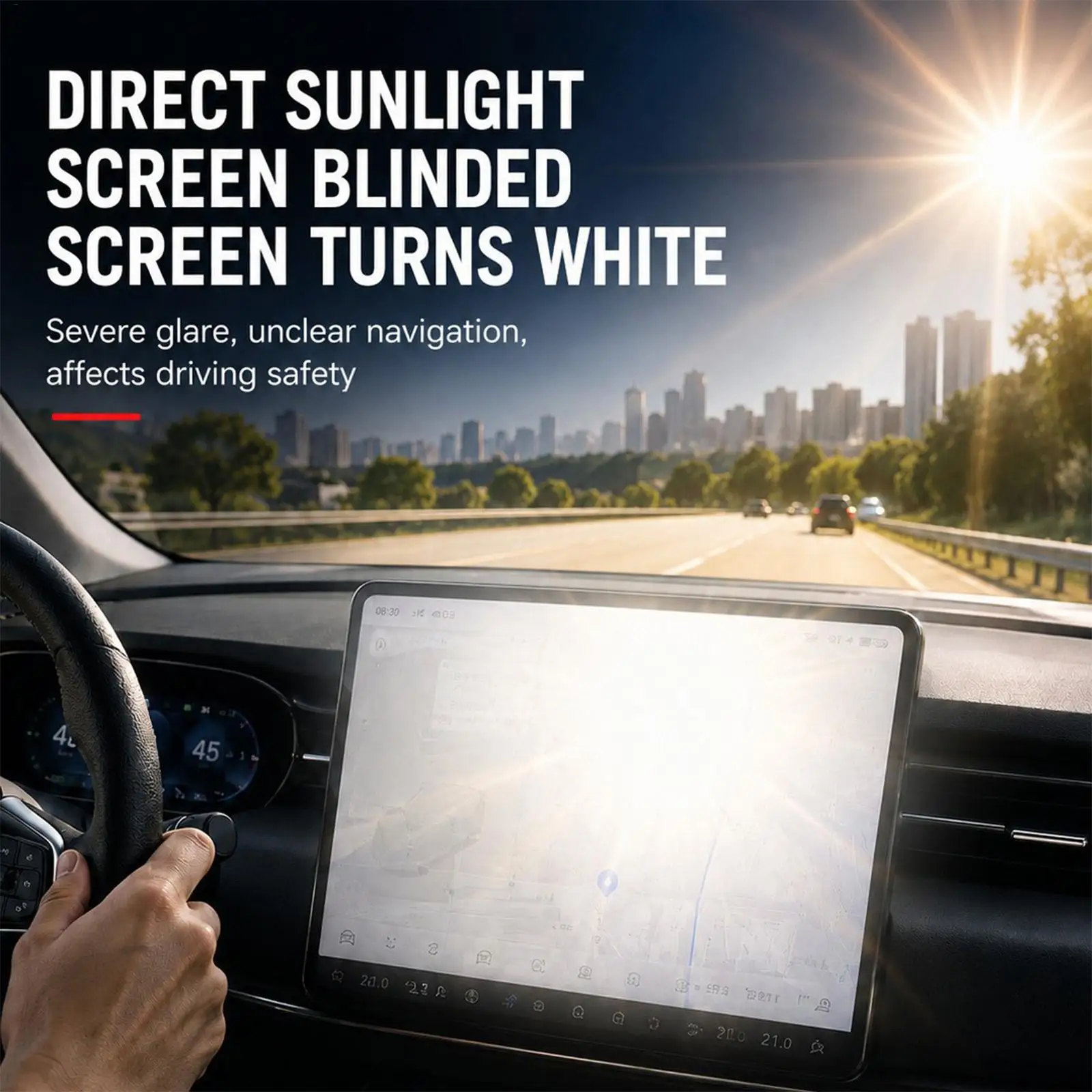 Car GPS Sun Shade Adjustable Angle UV Protection Car Display Screen Sunshade For Travelers Drivers Fleet Managers Sedans Trucks
