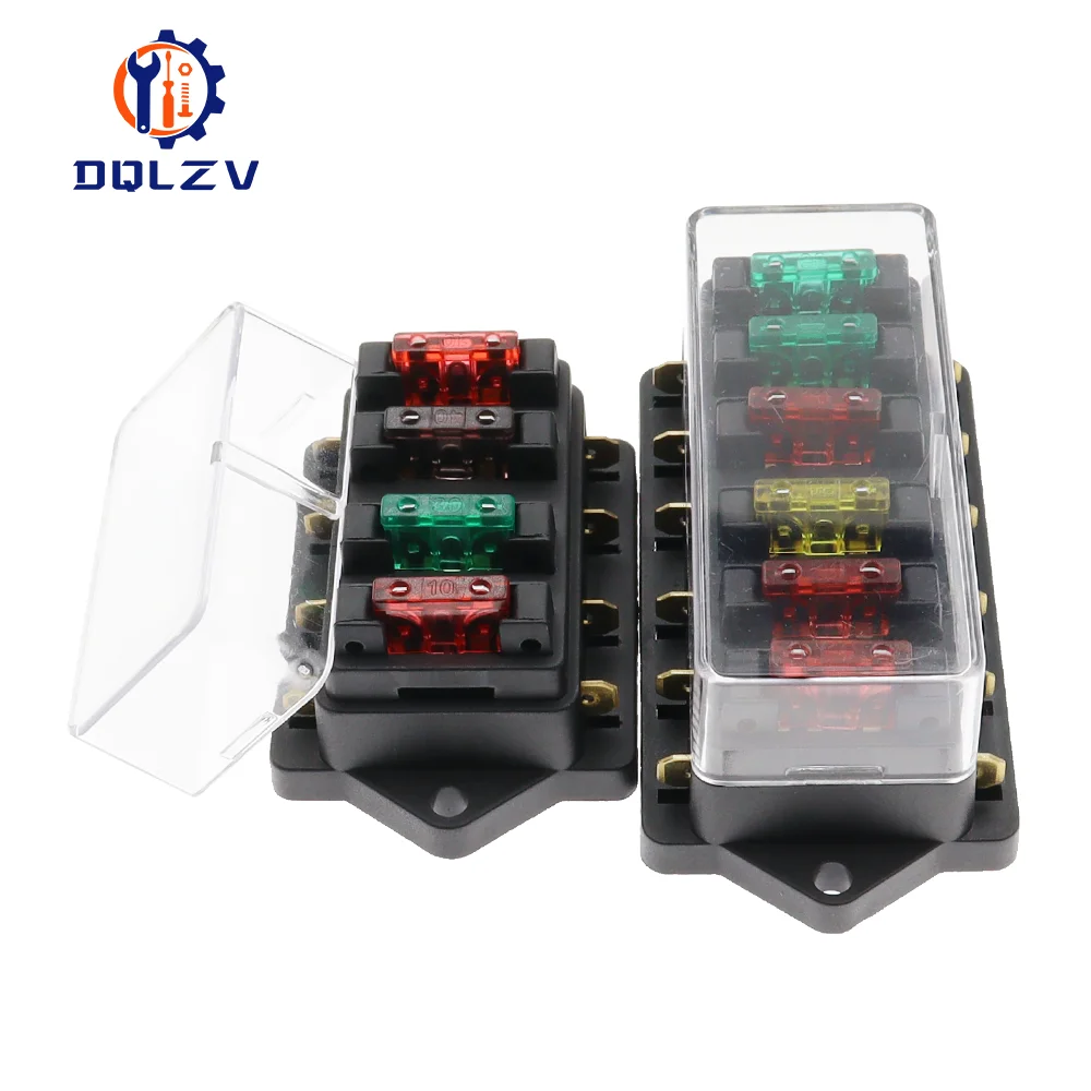 Circuit Standard 4/6/8/10/12 Way ATO Blade Fuse Box Plastic Cover DC12V 24V Car Fuse Block Holder with 3A-30A Fuses