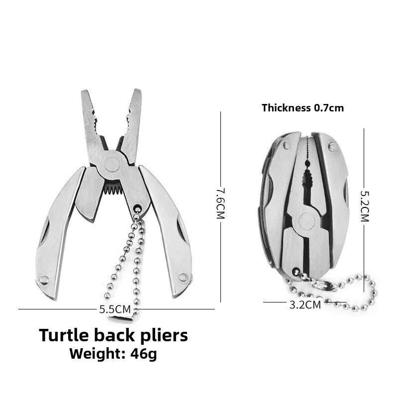 Stainless Steel Folding Multi Tool Mini Tortoise Pliers Portable Multi-purpose Combination Hand Tool