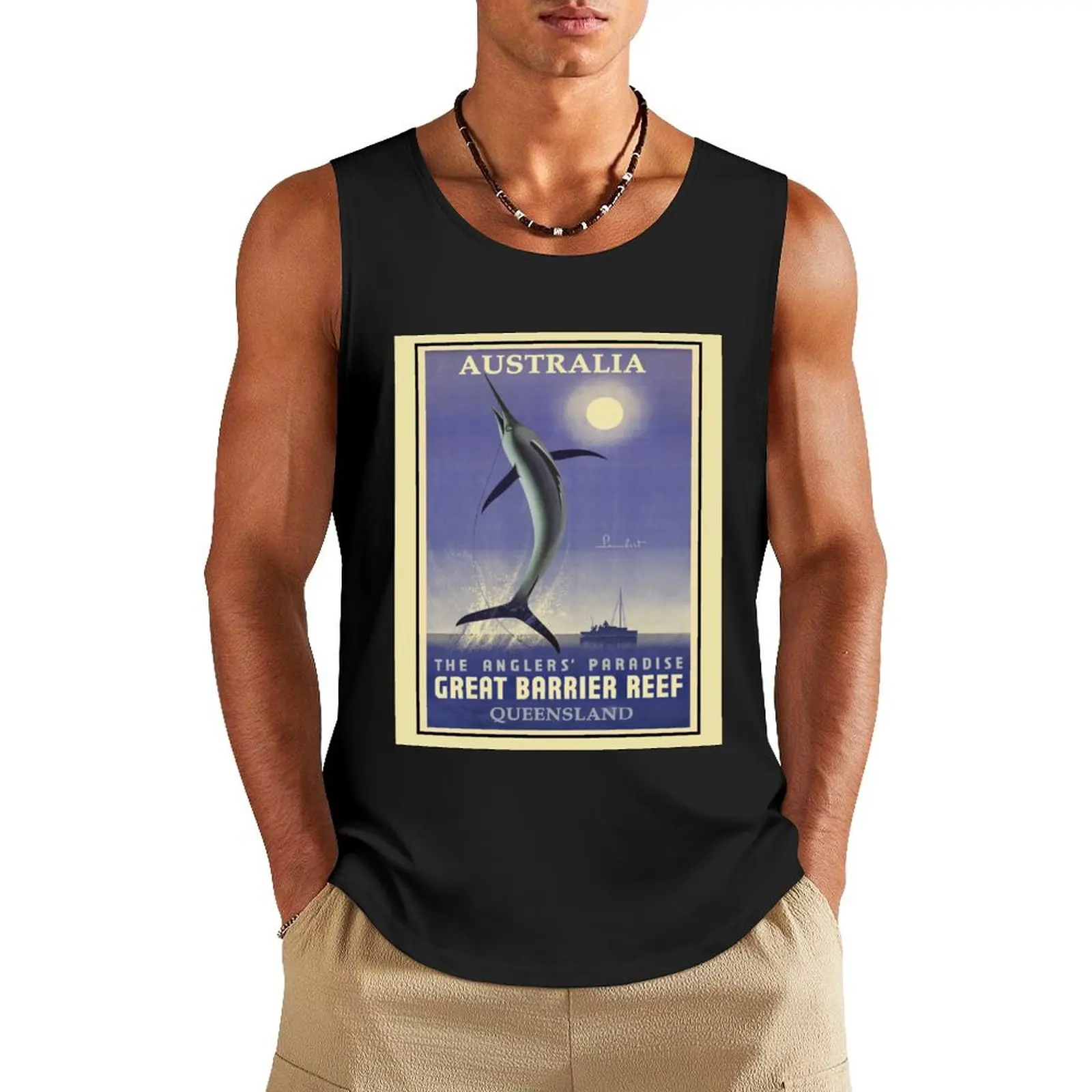 Great Barrier Reef Queensland Australia Tank Top gym Men's t-shirts Sleeveless men Body man Vest