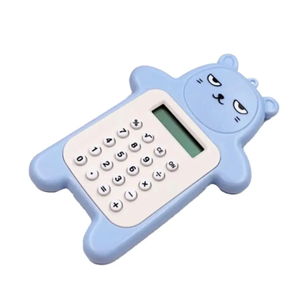 Electronic Calculator Adorable Bear Shape Plastic Lively Face Calculator with Hanging Hole Office