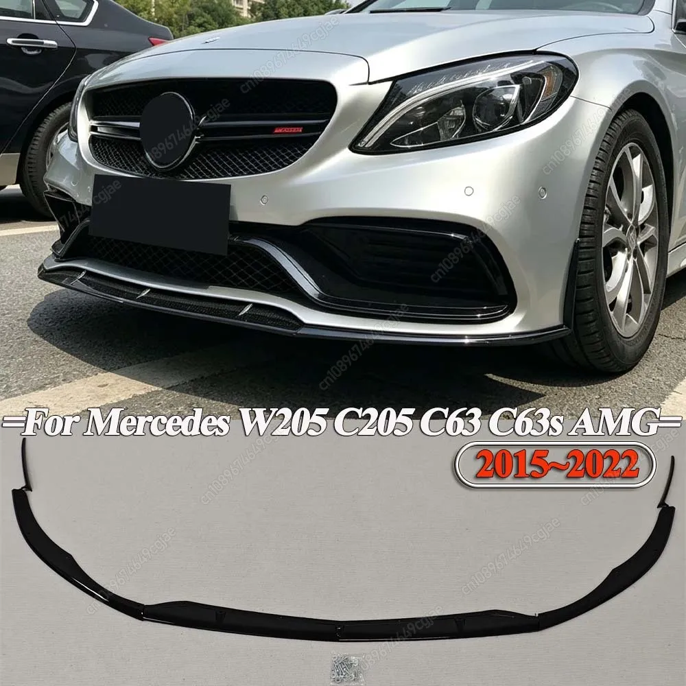 Car Front Bumper Splitter Lip Chin Diffuser Spoiler Body Kit For Mercedes-Benz C Class Coupe W205 C205 C63 C63s AMG 2015 To 2022