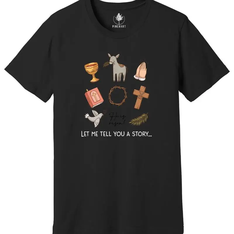 دعني أن أخبرك قميص قصة، قميص قصة عيد الفصح، هو مرتفع، قميص متقاطع #1