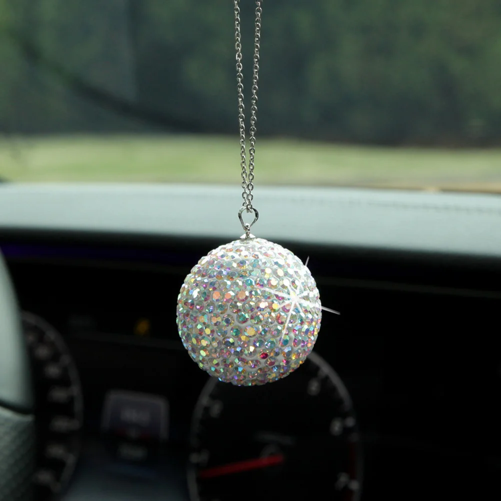

Exquisite Car Rearview Mirror Pendant Ball Shaped Rhinestone Creative Car Interior Decoration Auto Accessories Yellow