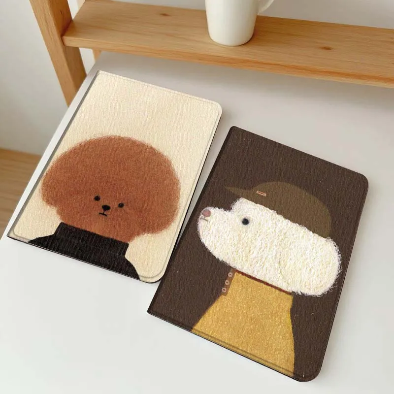 Cartoon Brown Poodle Dog Tablet Case For Apple iPad Air Pro mini 1 2 3 4 5 6 7 8 9 11 M2 M3 M5 M4 5th 6th 7th 10th 11th Gift