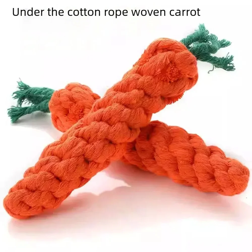 Carrot Dog Chew Rope Toy Safe Braided Cotton Rope Resistant Bite Toy Puppy Molar Teeth Cleaning Interactive Pet Dog Toys