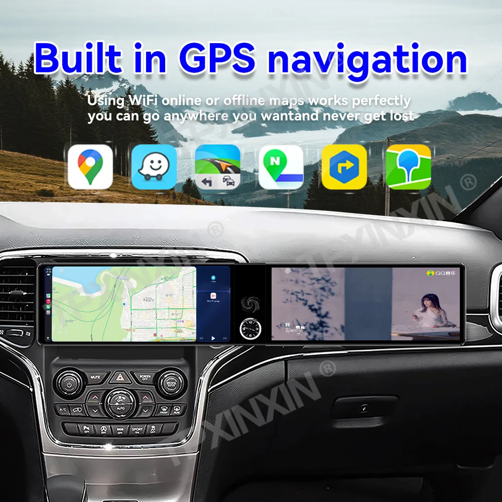 

Автомагнитола Android Auto Carplay для Jeep Grand Cherokee 2014-2020, 24,6-дюймовый двойной экран, GPS-навигация, мультимедийный проигрыватель, головное устройство
