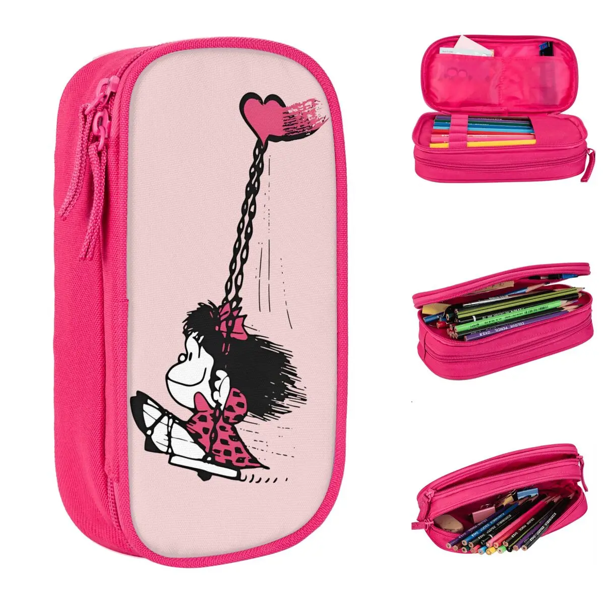 Love You Mafalda Pencil Case Anime Cartoon Pencilcases Pen Holder for Student Big Capacity Bag Students School Gift Stationery