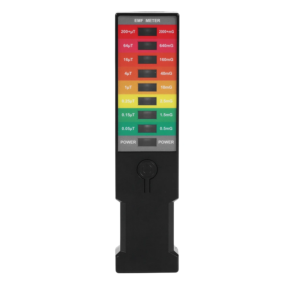 EMF غاوس متر 8 LED كاشف الإشعاع عالية الدقة المحمولة EMF مراقبة المجال المغناطيسي يده مراقبة المجال المغناطيسي
