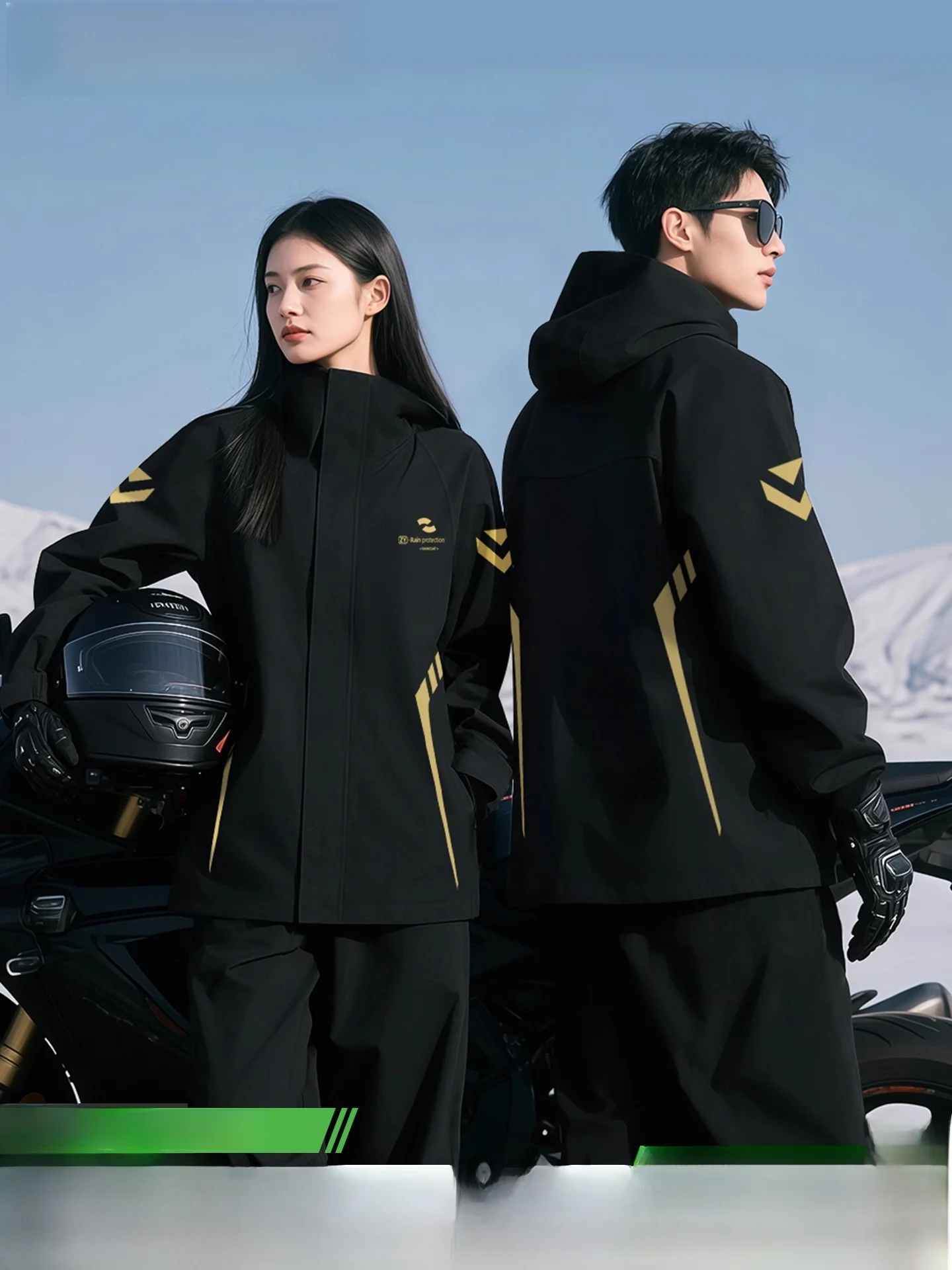 

ZhenYu Motorcycle Rain Suit Set Men's Full Body Waterproof Adult Detachable Delivery Rider Special Riding Clothes Breathable