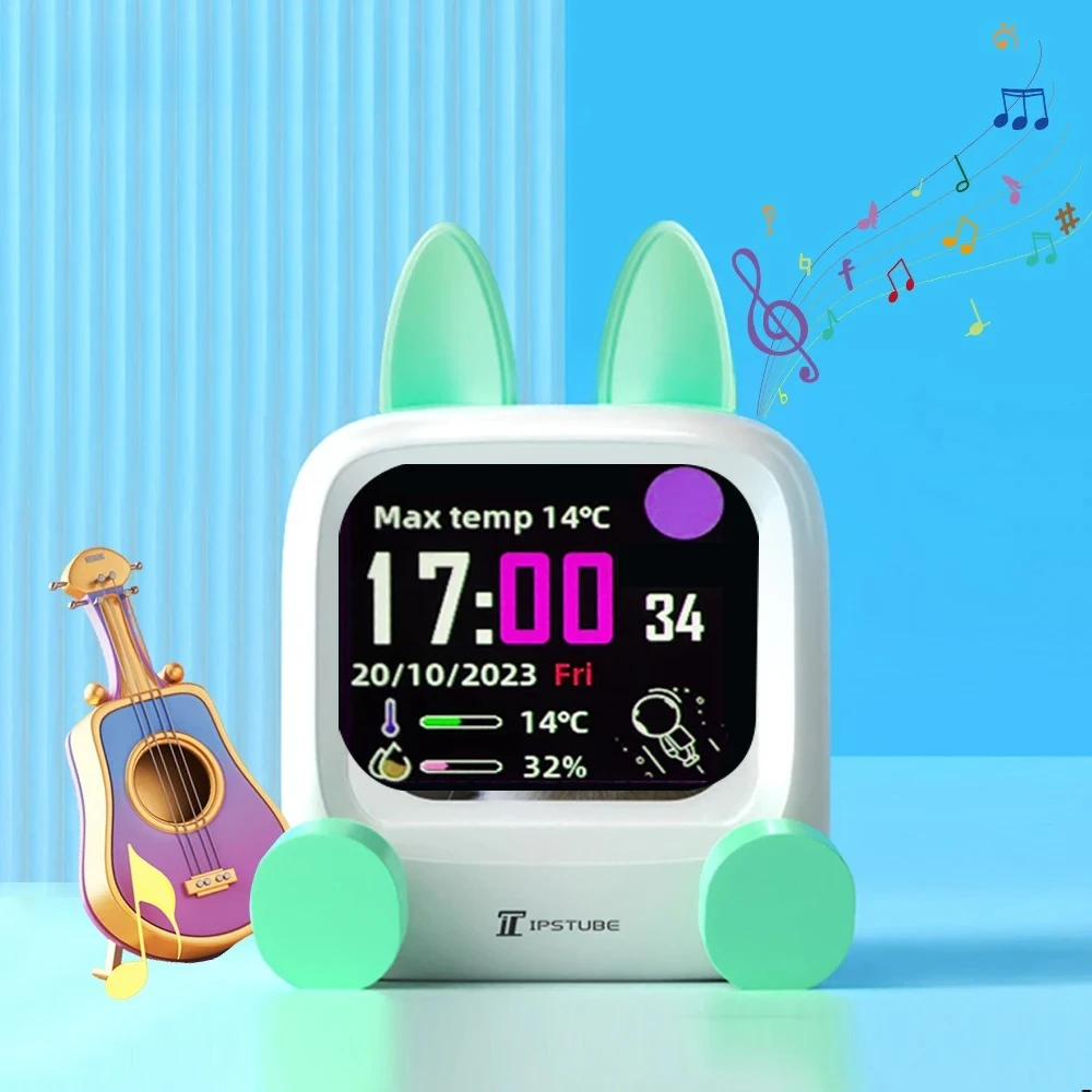 Mini Smart Weather Clock Desktop Display WIFI Bluetooth Speaker Night Light TV DIY Gaming Decor Smart Home Device