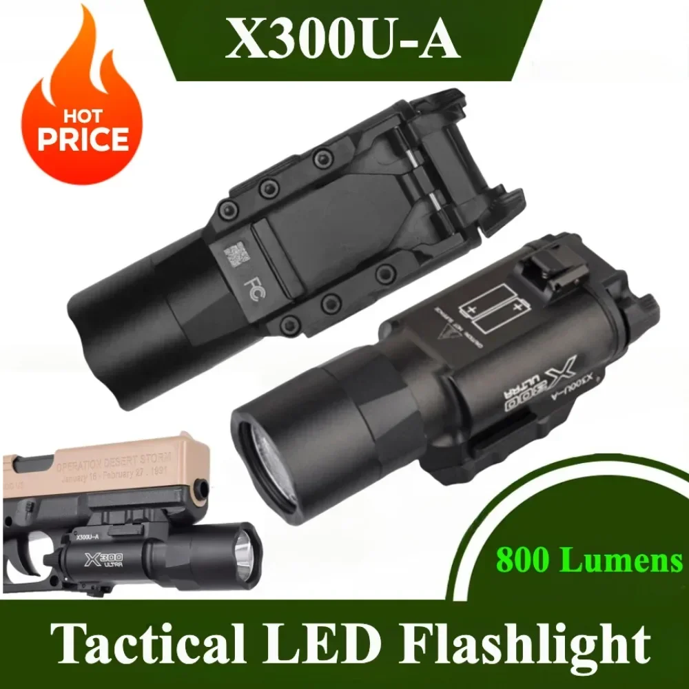 戦術的な-x300u-tr-アップグレード-800lm-led-懐中電灯ライフル金属ピストルスカウト狩猟銃屋外ライトフィット-20-ミリメートルレール