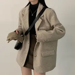 UNXX elegante addensare caldo sciolto Blazer femminile autunno inverno nuove eleganti tasche a maniche lunghe cappotti giacche di lana abbigliamento donna