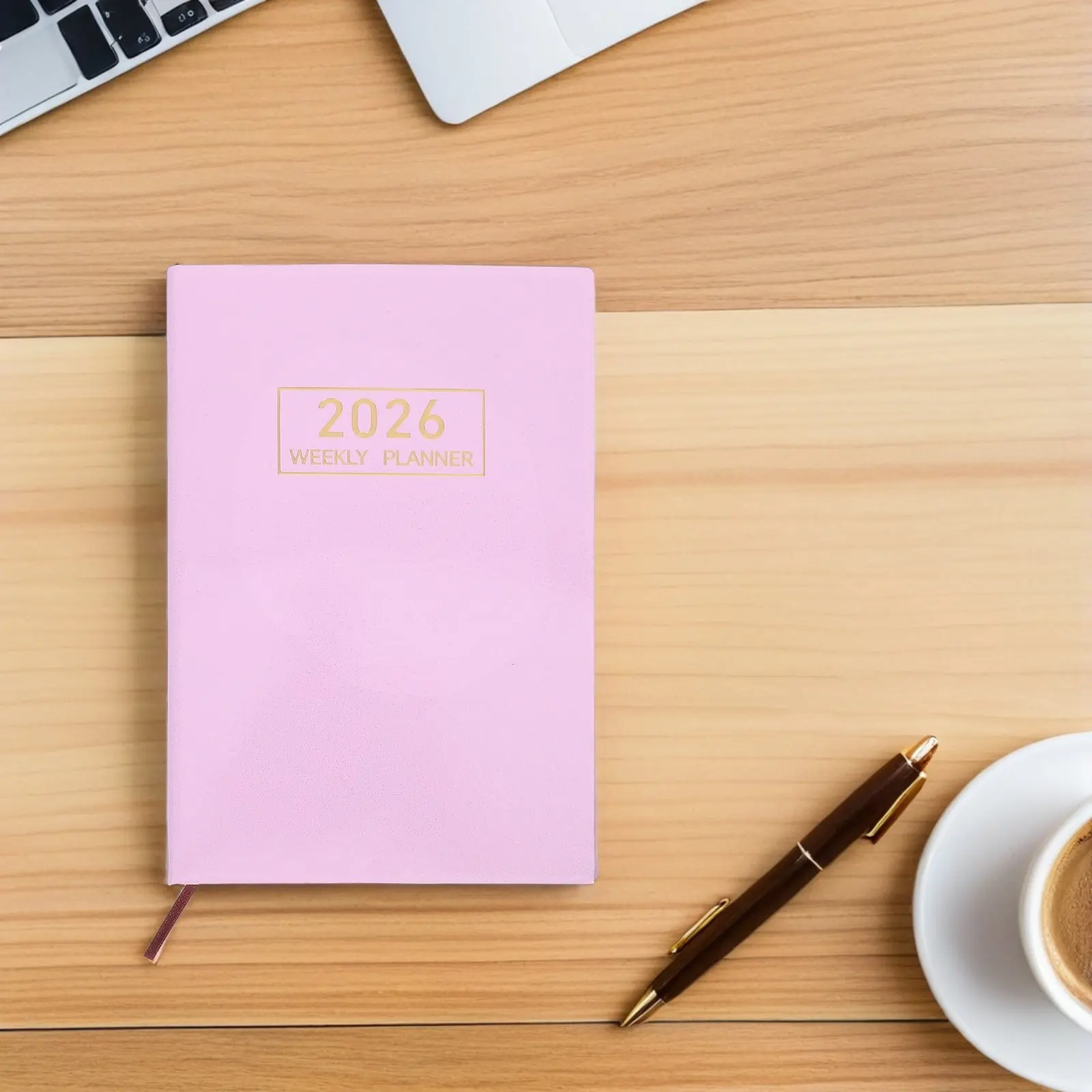 

A5 2026 Planner PU Cover Yearly Notebook Weekly Agenda Organizer Portable Journal Planner for School Work Travel