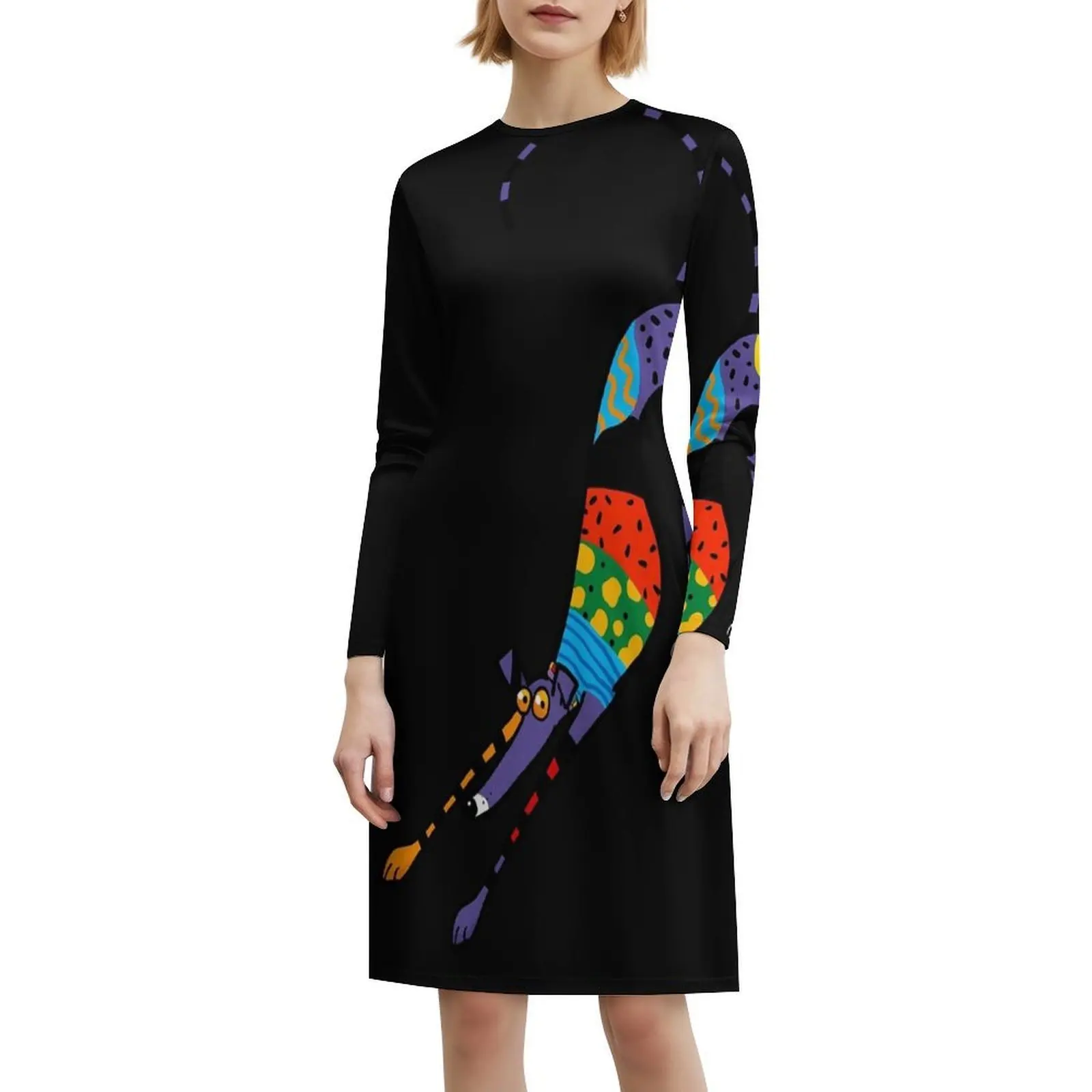 فستان حفلات أنيق للنساء من Kaleidoscope فستان على شكل حرف A مع خيارات قصيرة/طويلة/بدون أكمام السلوقي Sighthound Whippet #6