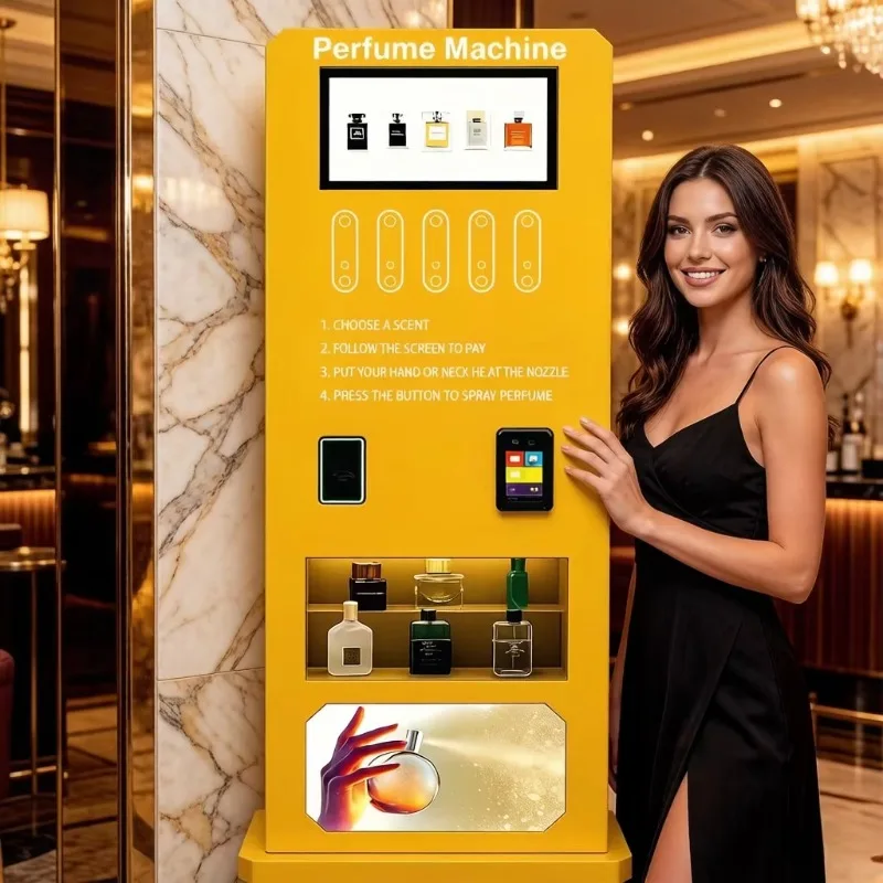 

Custom American Vertical Automatic Perfume Vending Machine Touch Screen Spray Perfume Vending Machine 24 Hours Sales Fitness