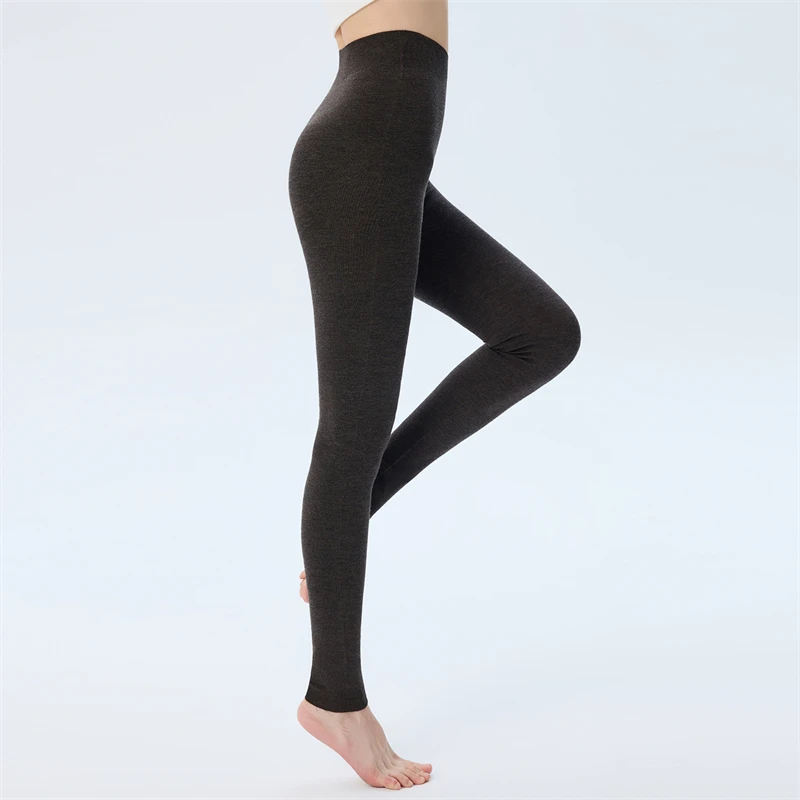 CHICUU آلة قابل للغسل طماق 100% الصوف متماسكة للنساء الخريف الشتاء عالية الخصر سلس مطاطا طماق الدفء تريكو