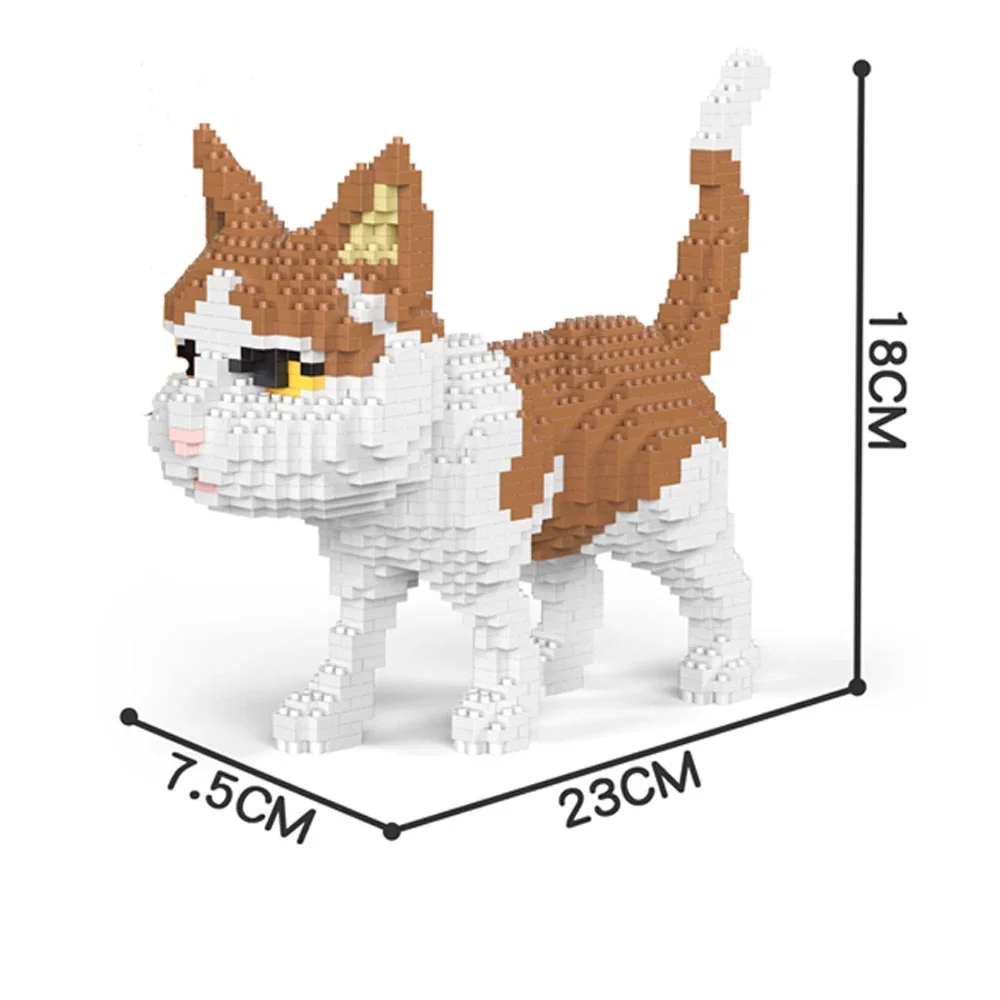Knew Built Vier Ausdrucksame Mini-Katzenbausteine mit Mikropartikeln, Orangen- und Kuhmodelle, bevorzugt von Tierbegeisterten – Detail 5