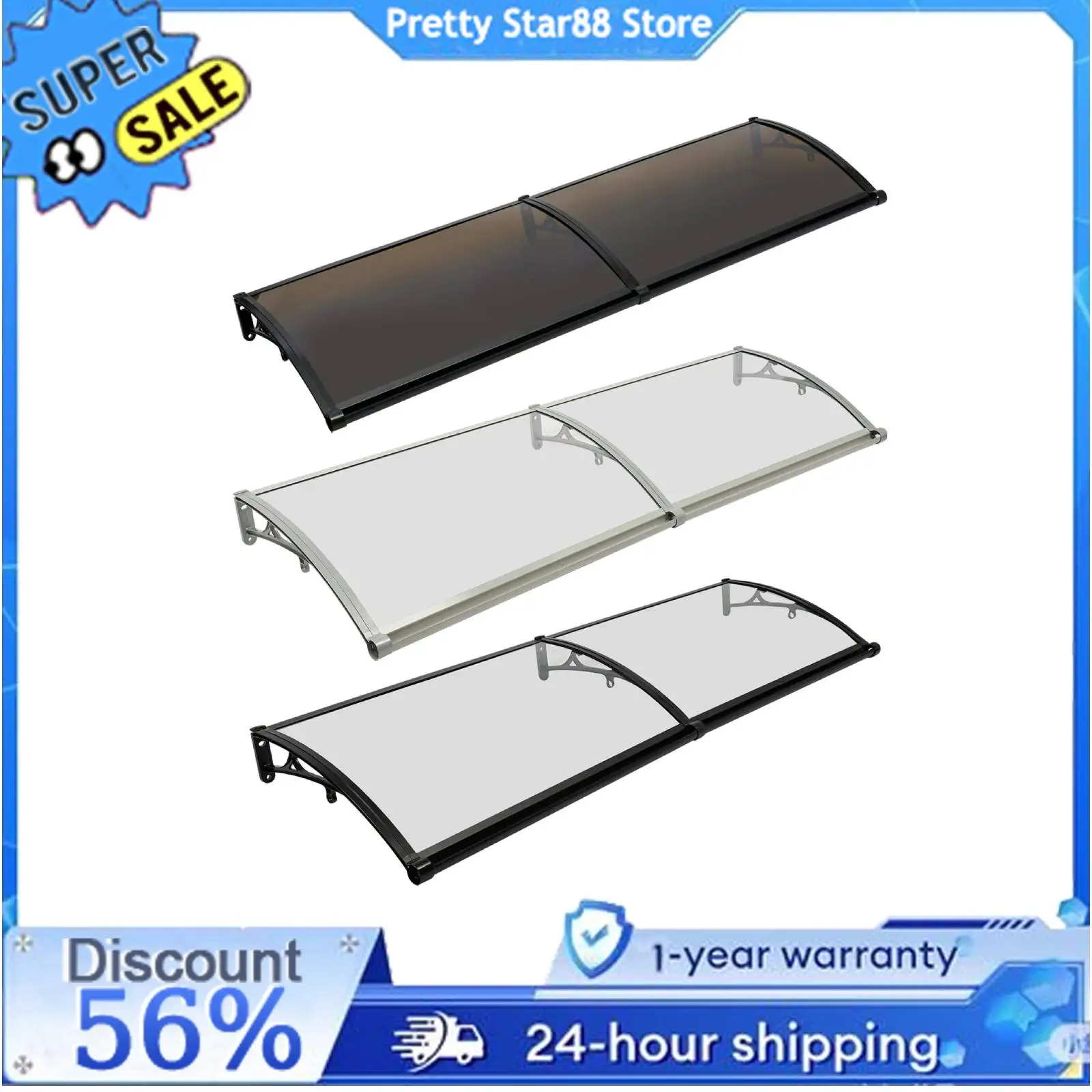 

Front Door Arch Rainshed Easy to Install Canopy for Outdoor Sun Protection for Balconies/Roofs/Yards/Garages