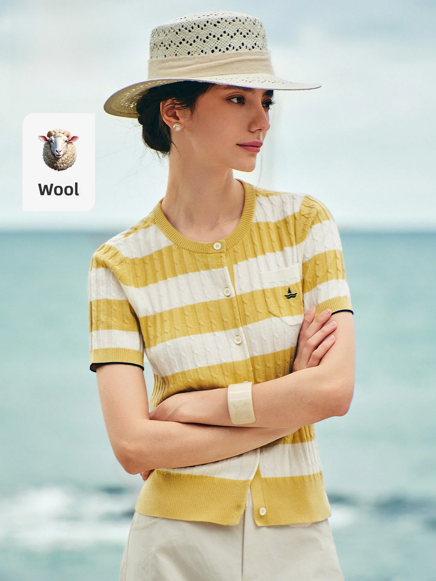 

Navigare Vintage Knitted ort Sve Cardigan Women's Slim Fit Ribbed Knitwear Spring 2026 Casual Wear round Ne Open Front