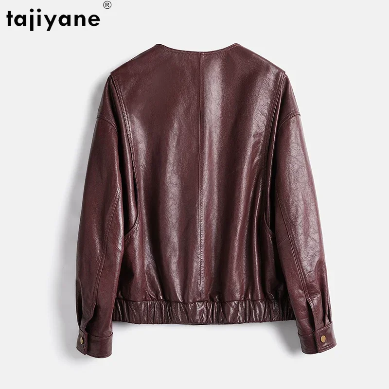 Tajiyane Real Leather Jacket Women Genuine Goatskin Coat Short Motorcycle Leather Jackets Vintage Loose Outerwears Chaquetas