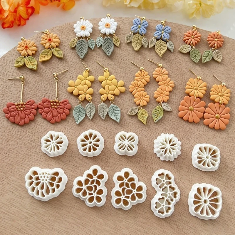 New Spring Flower Polymer Clay Cutters Emboosing Floral Shaped Dangle Clay DIY Earring Jewelry Pendant Making Pottery Clay Tools