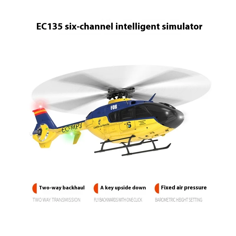 Yuxiang F06 Symulator helikoptera zdalnie sterowanego Ec135 Odwrócony model kaskaderski 3D z jednym przyciskiem