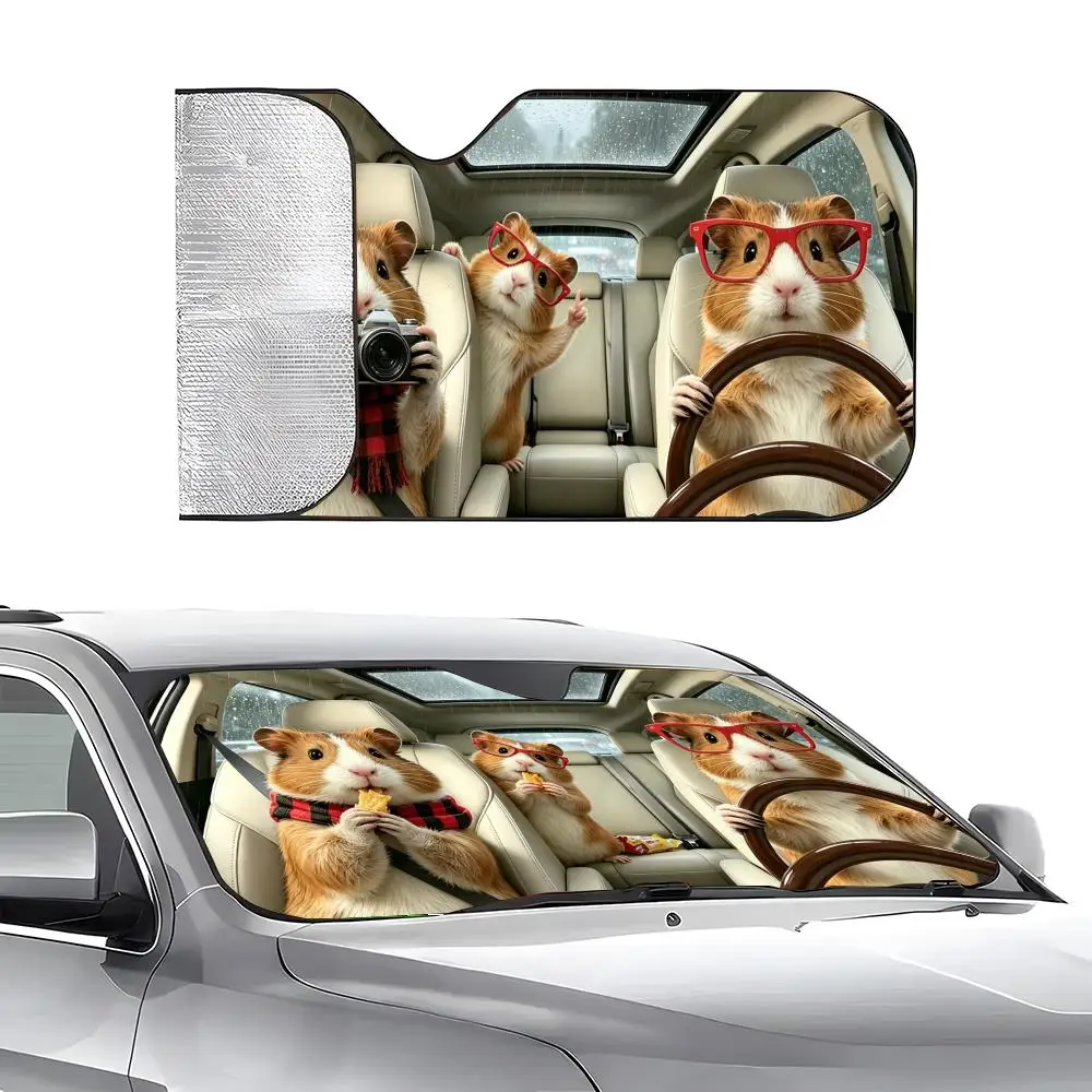 Pattern G-Guinea P-Pig Sun Visor Car Windshield Sunshade | Reusable Aluminum Foil UV Heat Insulation Sun Visor Cover
