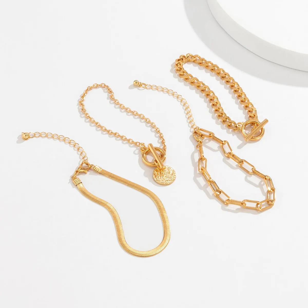 Pulsera de cadena de eslabones cubanos Punk para mujer, colgante de moneda, hebilla OT Vintage, cadena de serpiente, brazaletes con dijes, regalo de joyería para pareja